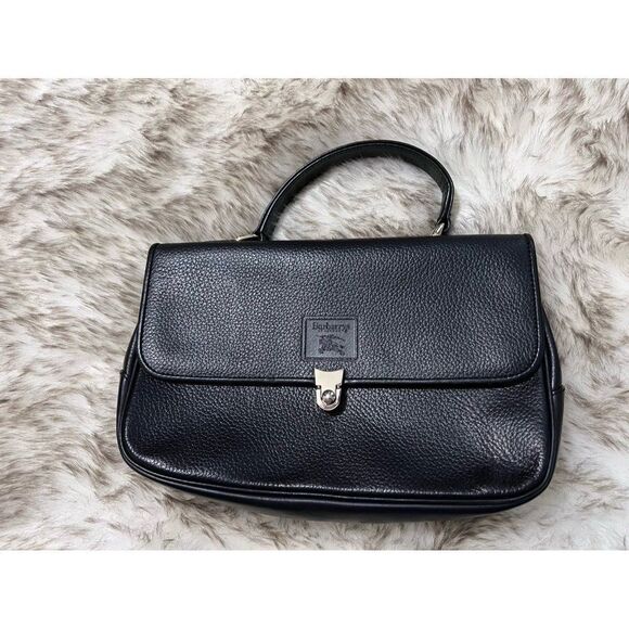 Vintage Burberrys black leather bag - Picture 1 of 5